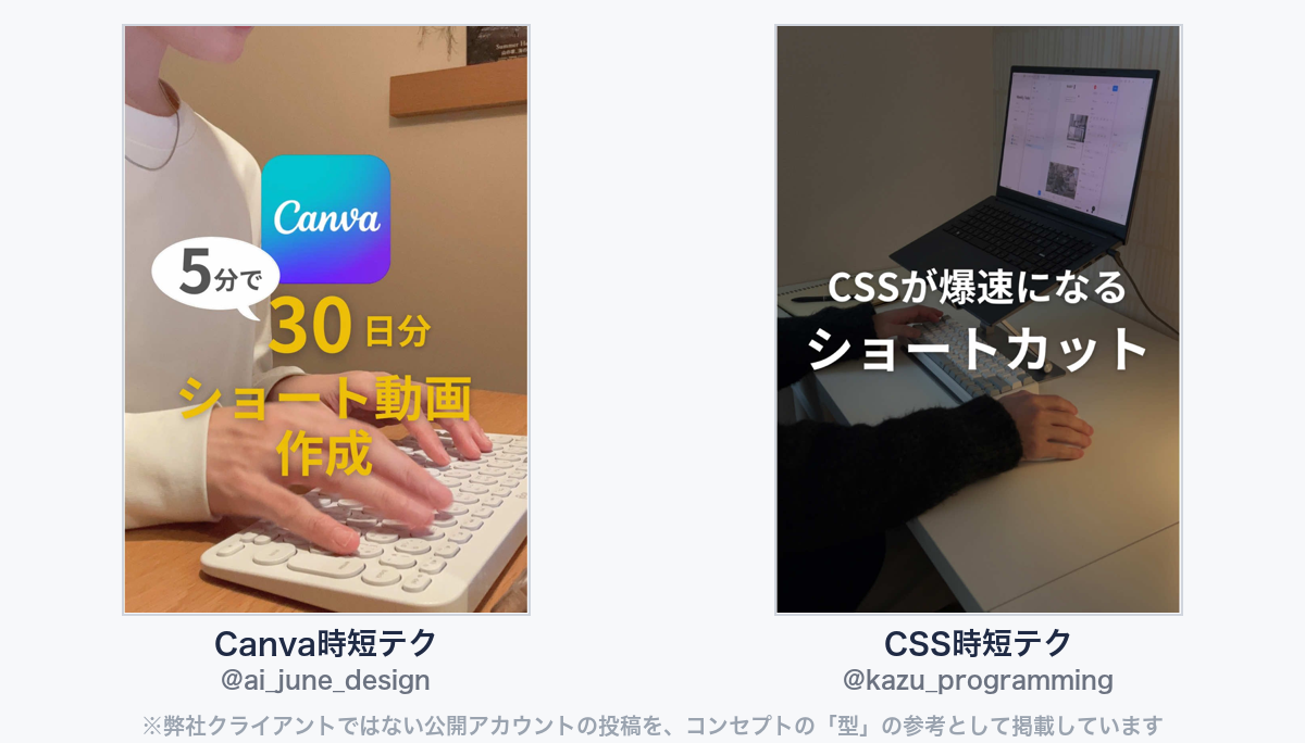 参考動画(弊社クライアントではない公開アカウントの投稿)