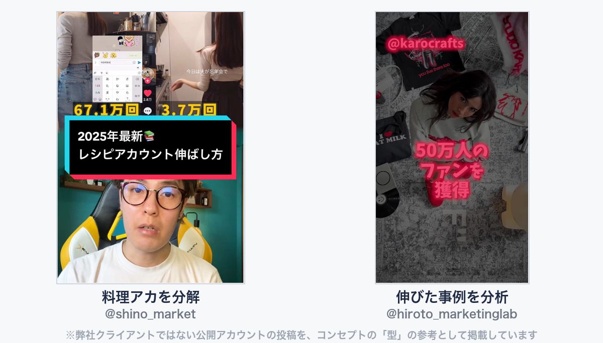 参考動画(弊社クライアントではない公開アカウントの投稿)