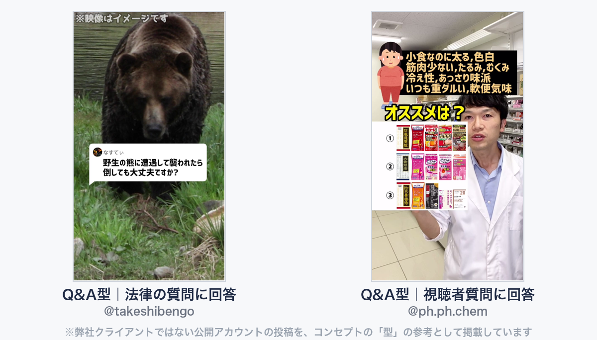 参考動画(弊社クライアントではない公開アカウントの投稿)