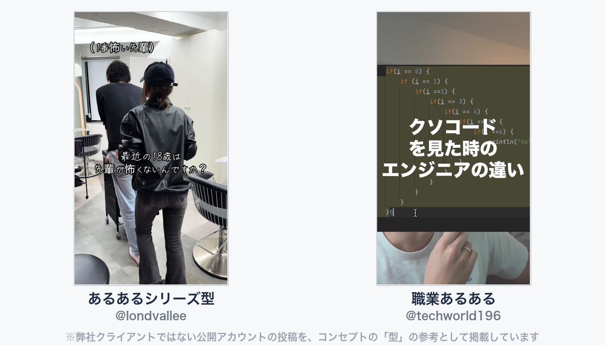 参考動画（弊社クライアントではない公開アカウントの投稿）