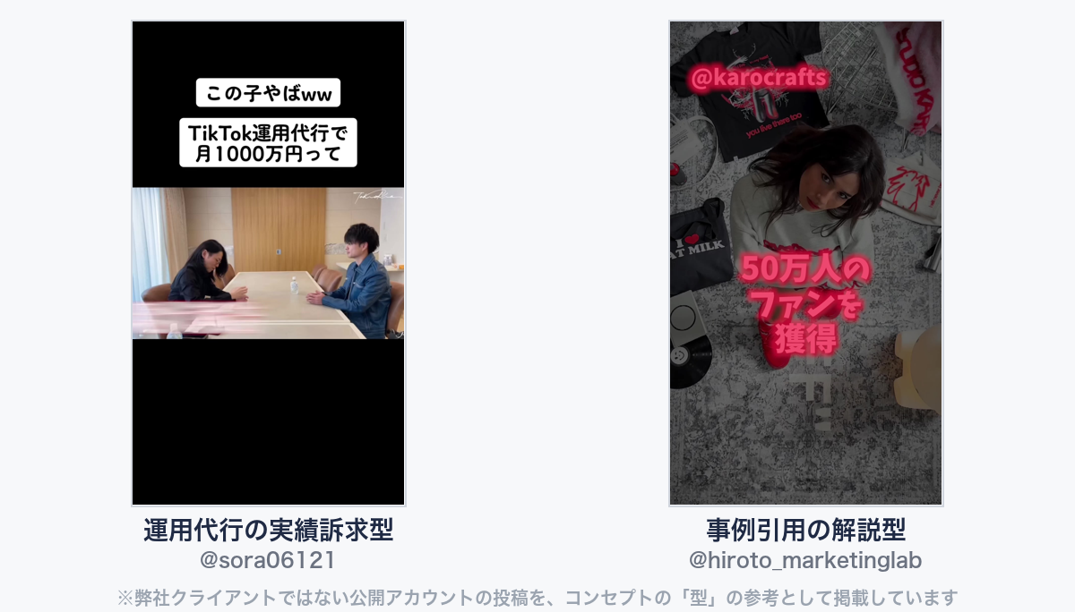 参考動画(弊社クライアントではない公開アカウントの投稿)