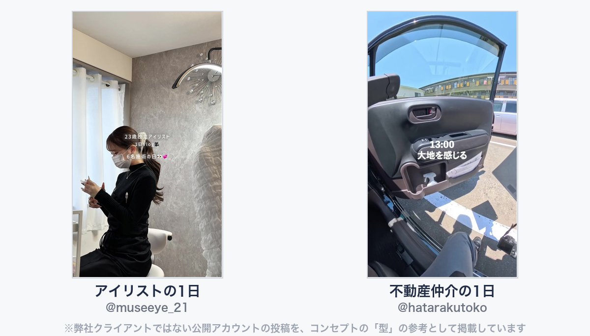 参考動画(弊社クライアントではない公開アカウントの投稿)