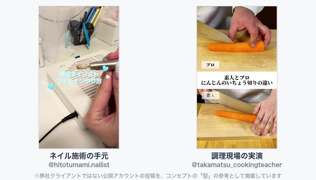 参考動画(弊社クライアントではない公開アカウントの投稿)