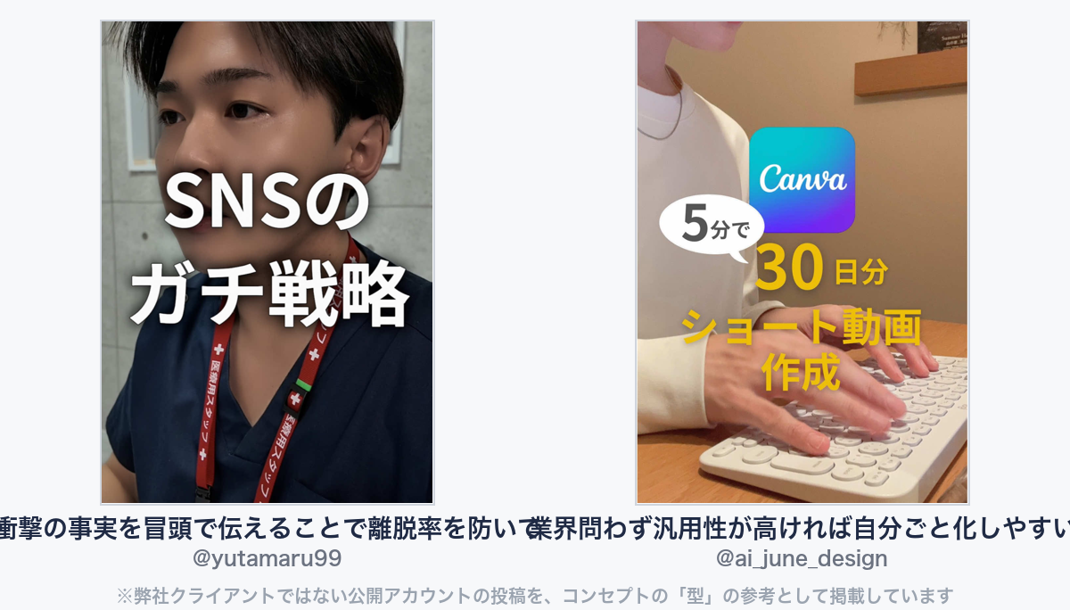 参考動画(弊社クライアントではない公開アカウントの投稿)