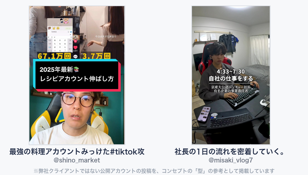 参考動画(弊社クライアントではない公開アカウントの投稿)