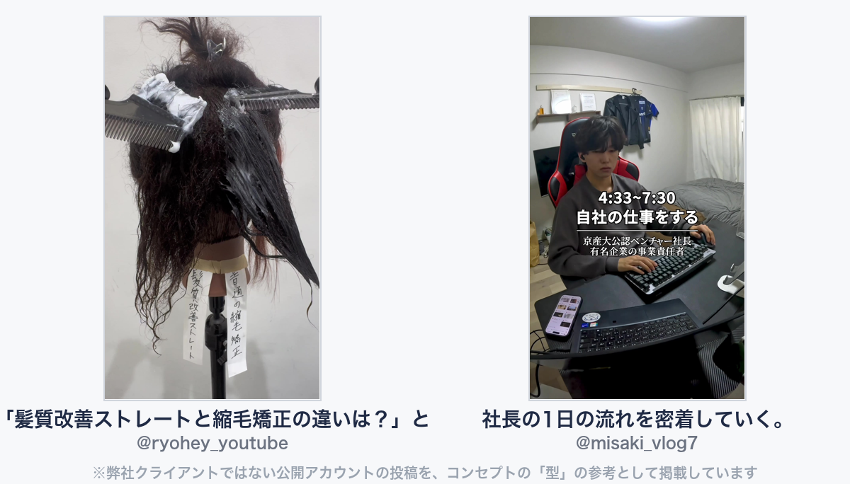 参考動画(弊社クライアントではない公開アカウントの投稿)