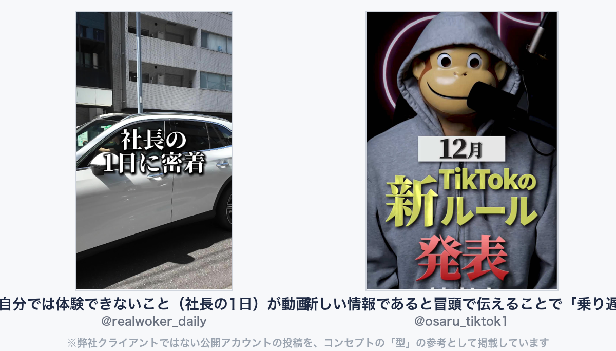 参考動画(弊社クライアントではない公開アカウントの投稿)