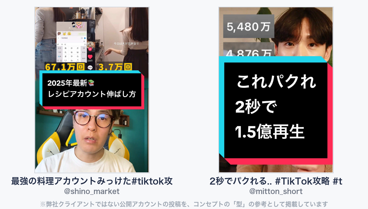 参考動画（弊社クライアントではない公開アカウントの投稿）