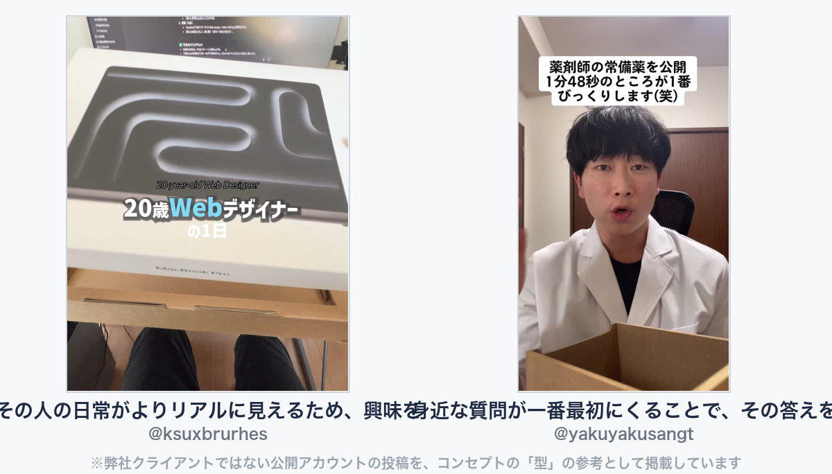 参考動画(弊社クライアントではない公開アカウントの投稿)