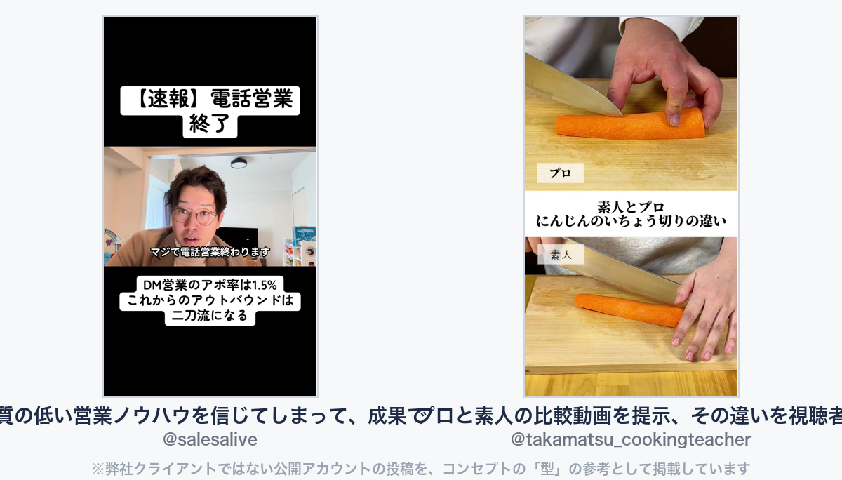 参考動画(弊社クライアントではない公開アカウントの投稿)