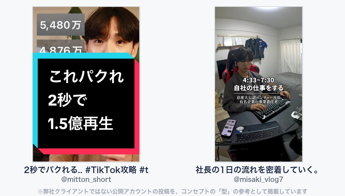 参考動画（弊社クライアントではない公開アカウントの投稿）