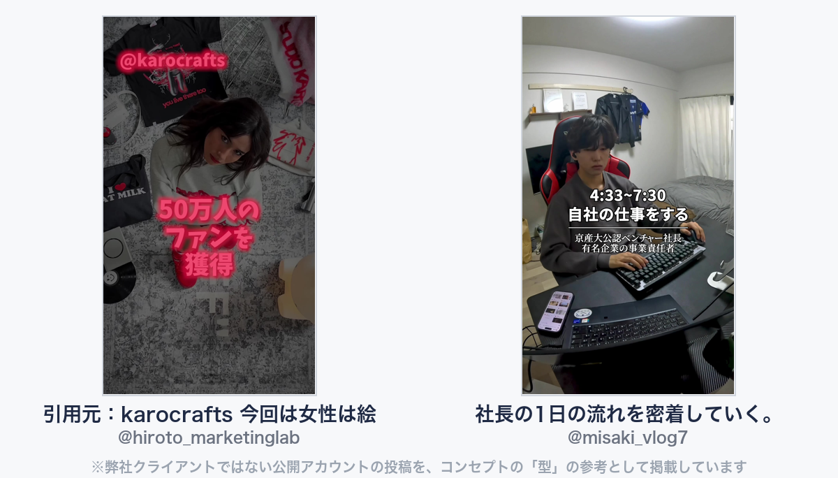参考動画(弊社クライアントではない公開アカウントの投稿)