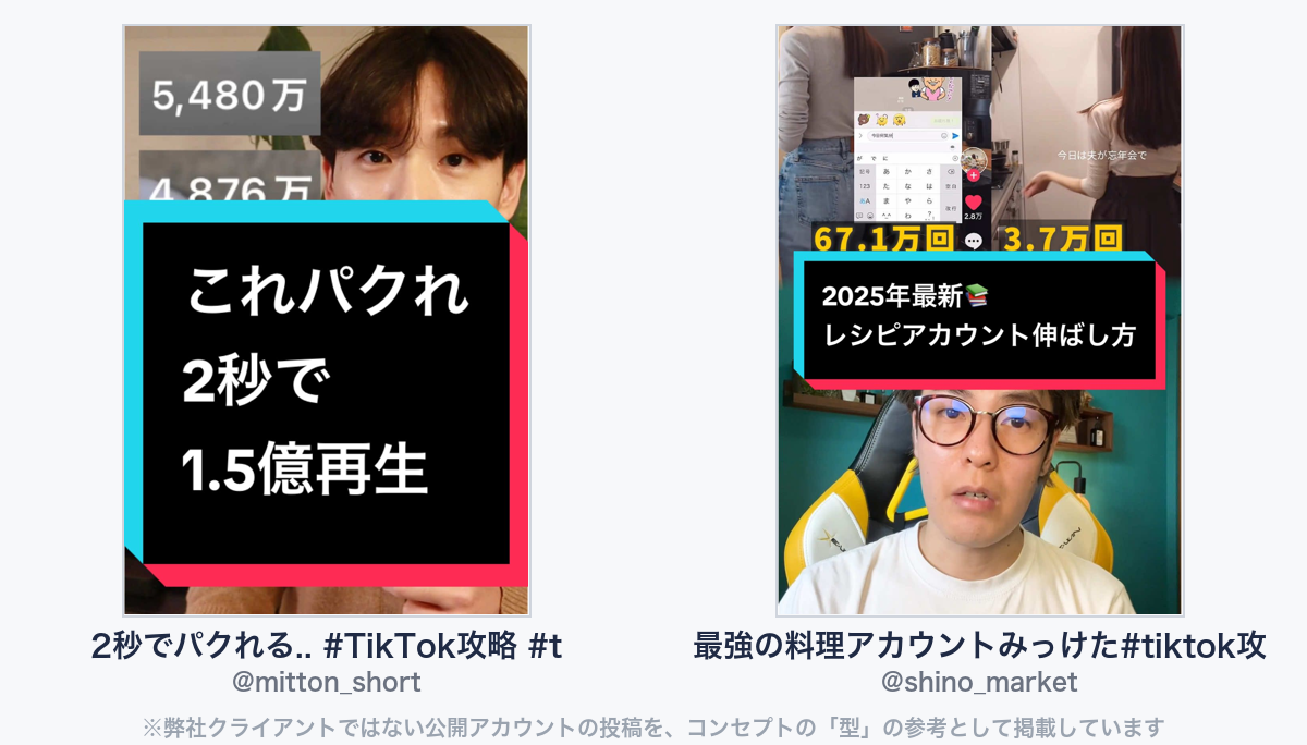 参考動画（弊社クライアントではない公開アカウントの投稿）