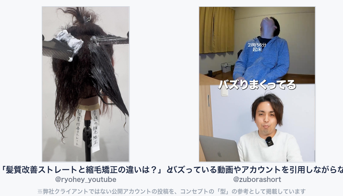 参考動画(弊社クライアントではない公開アカウントの投稿)