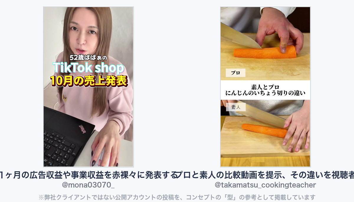 参考動画(弊社クライアントではない公開アカウントの投稿)