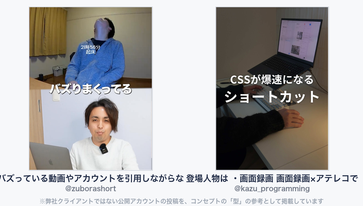 参考動画(弊社クライアントではない公開アカウントの投稿)