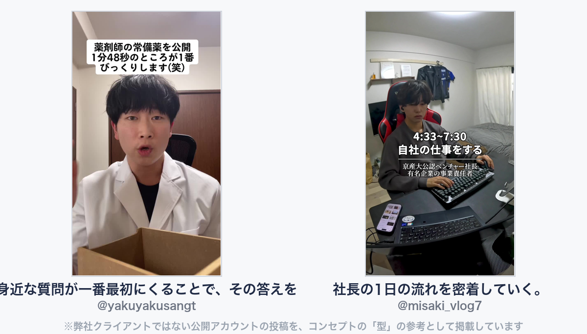 参考動画(弊社クライアントではない公開アカウントの投稿)
