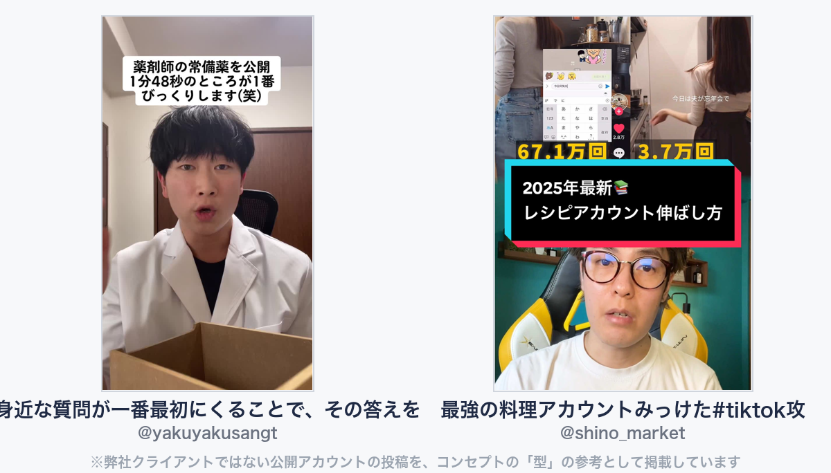 参考動画(弊社クライアントではない公開アカウントの投稿)
