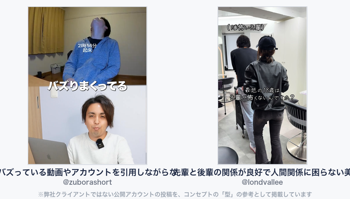参考動画(弊社クライアントではない公開アカウントの投稿)